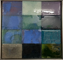 Mosaik von Fahar, rechteckig, graublau und grün, Kunst mieten, Kunst kaufen