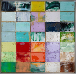 Fahar, Mosaik aus Autowaschschwämmen, rechteckig, freundliche Farben, Kunst mieten, Kunst kaufen